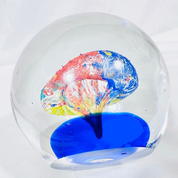 Color Explosion Bubble Art Glass Hand Made Blown Paperweight Abstract 3.5" - Picture 8 of 11